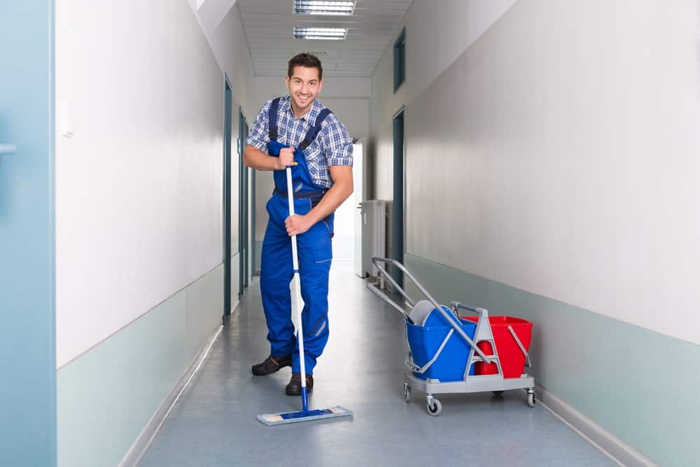 Cleaning staff working in commercial buildings in Canada through LMIA jobs