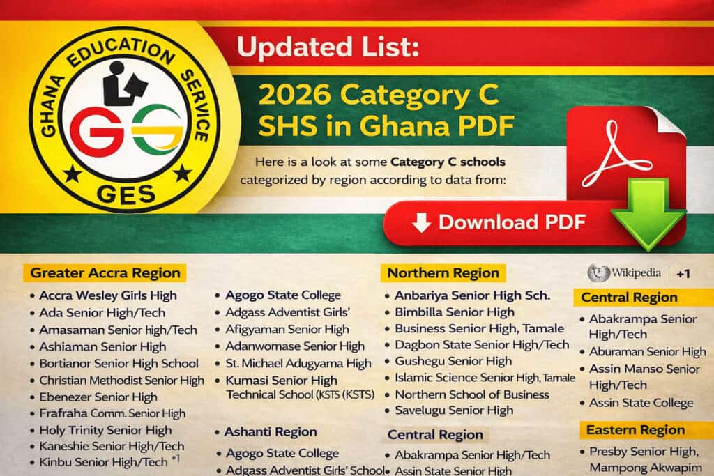 Updated List: 2026 Category C SHS in Ghana PDF