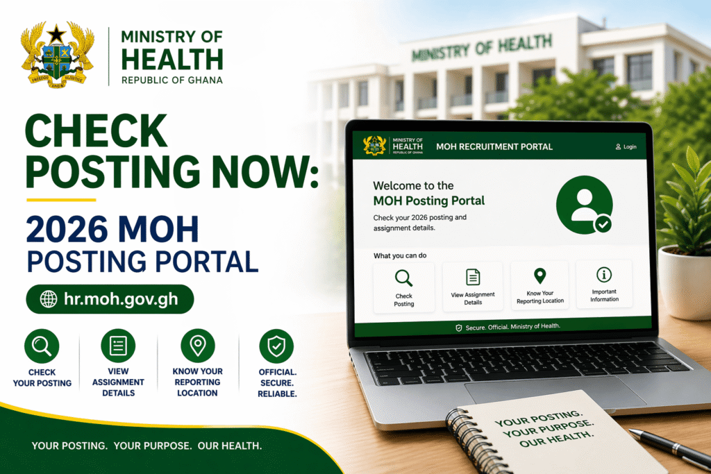 Check Posting Now: 2026 MOH Posting Portal(hr.moh.gov.gh)