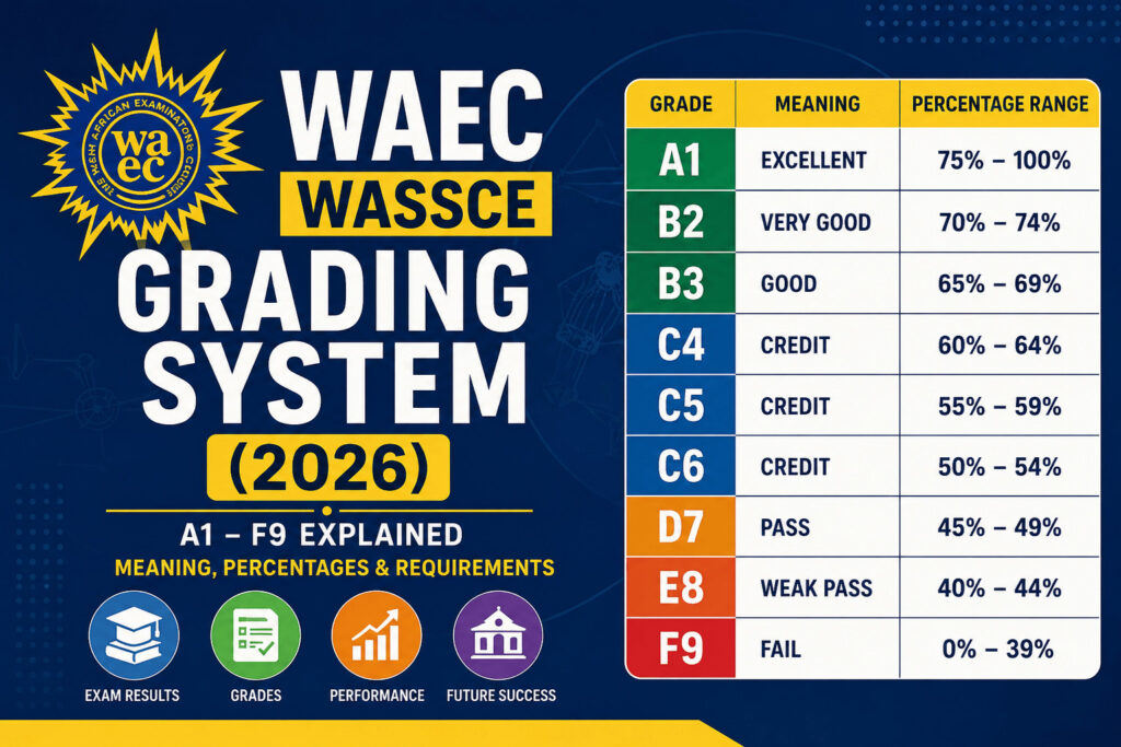 WAEC New WASSCE Grading System(2026) Explained: A1–F9