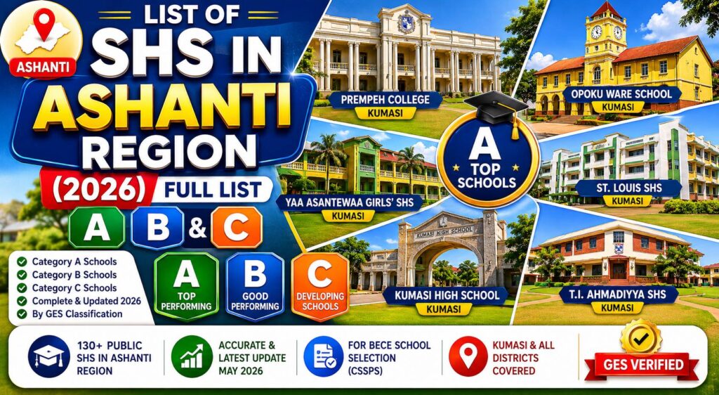 SHS in Ashanti Region (2026 Full List ): A, B & C